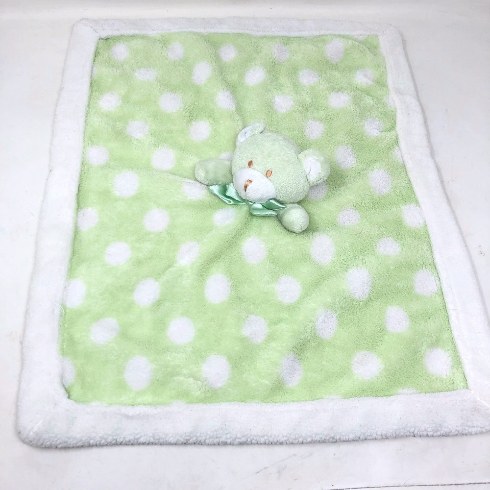 Blankets and Beyond Green Bear Polka Dot Lovey Plush Teddy Security Nunu Soother